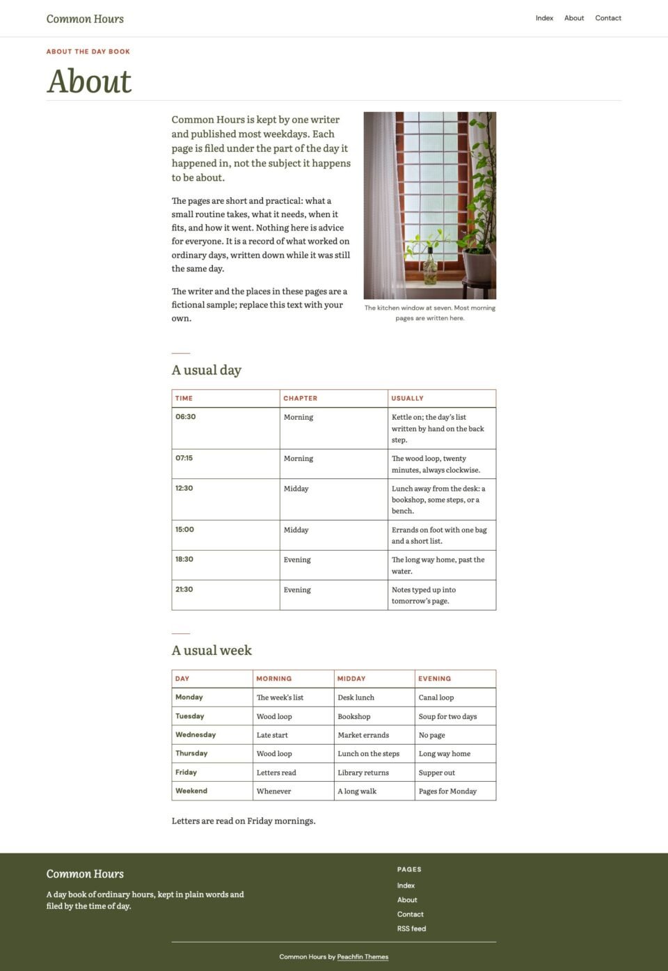 Common Hours, About page