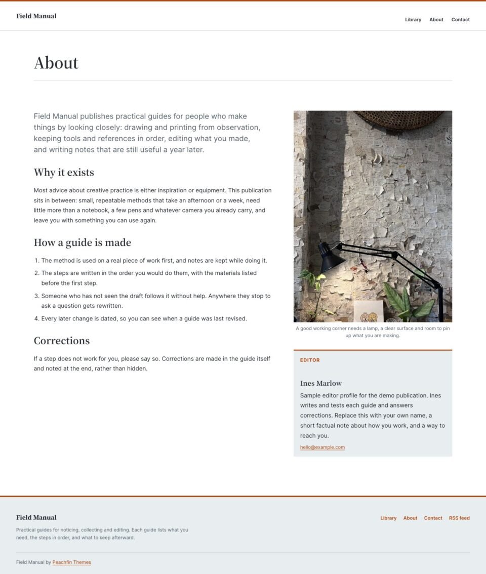 Field Manual, About page