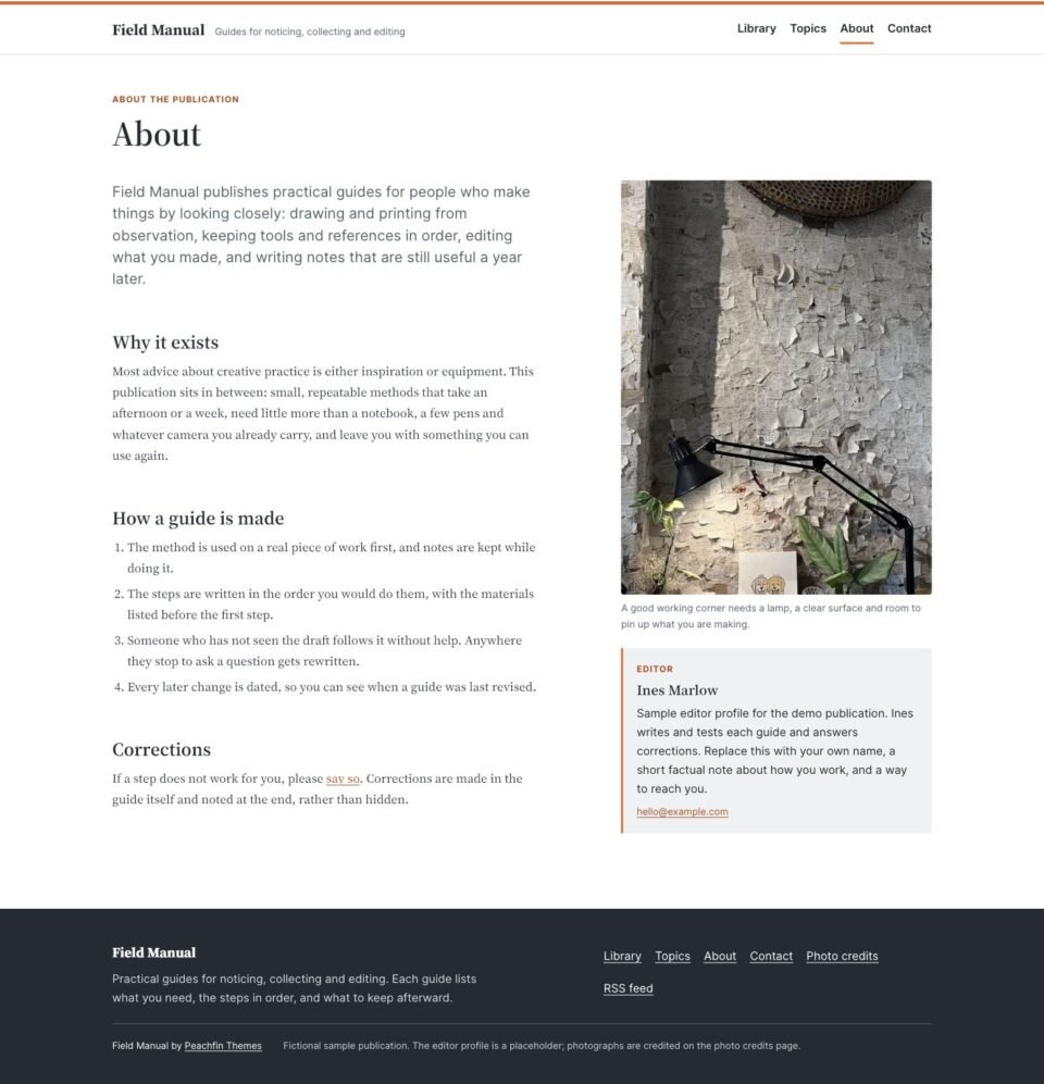 Field Manual, About page