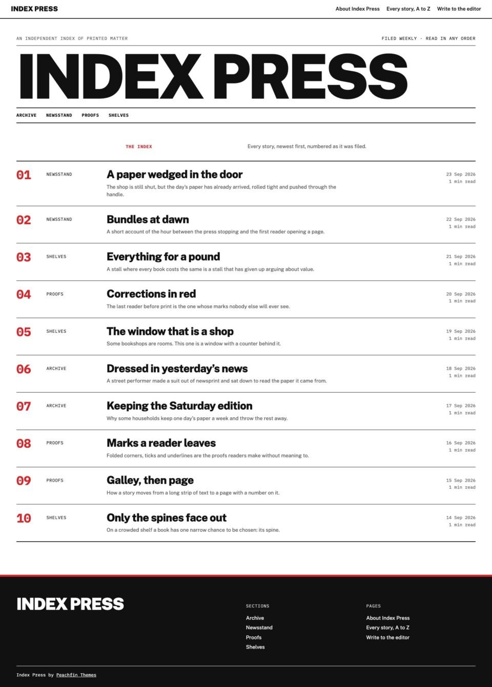 Index Press, Home page