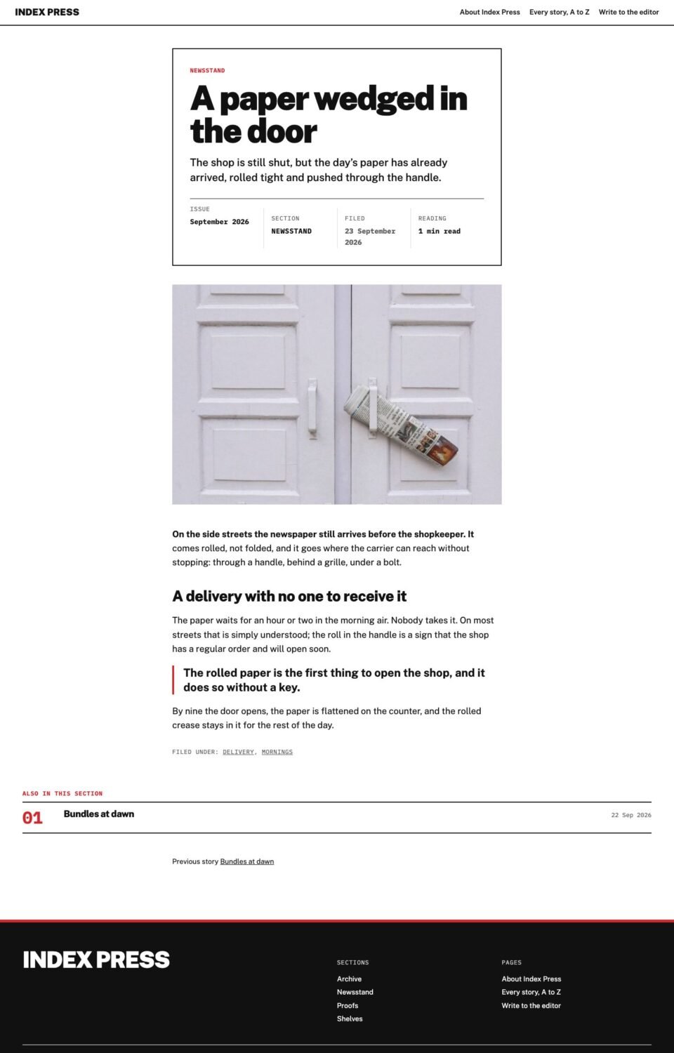 Index Press, Article page