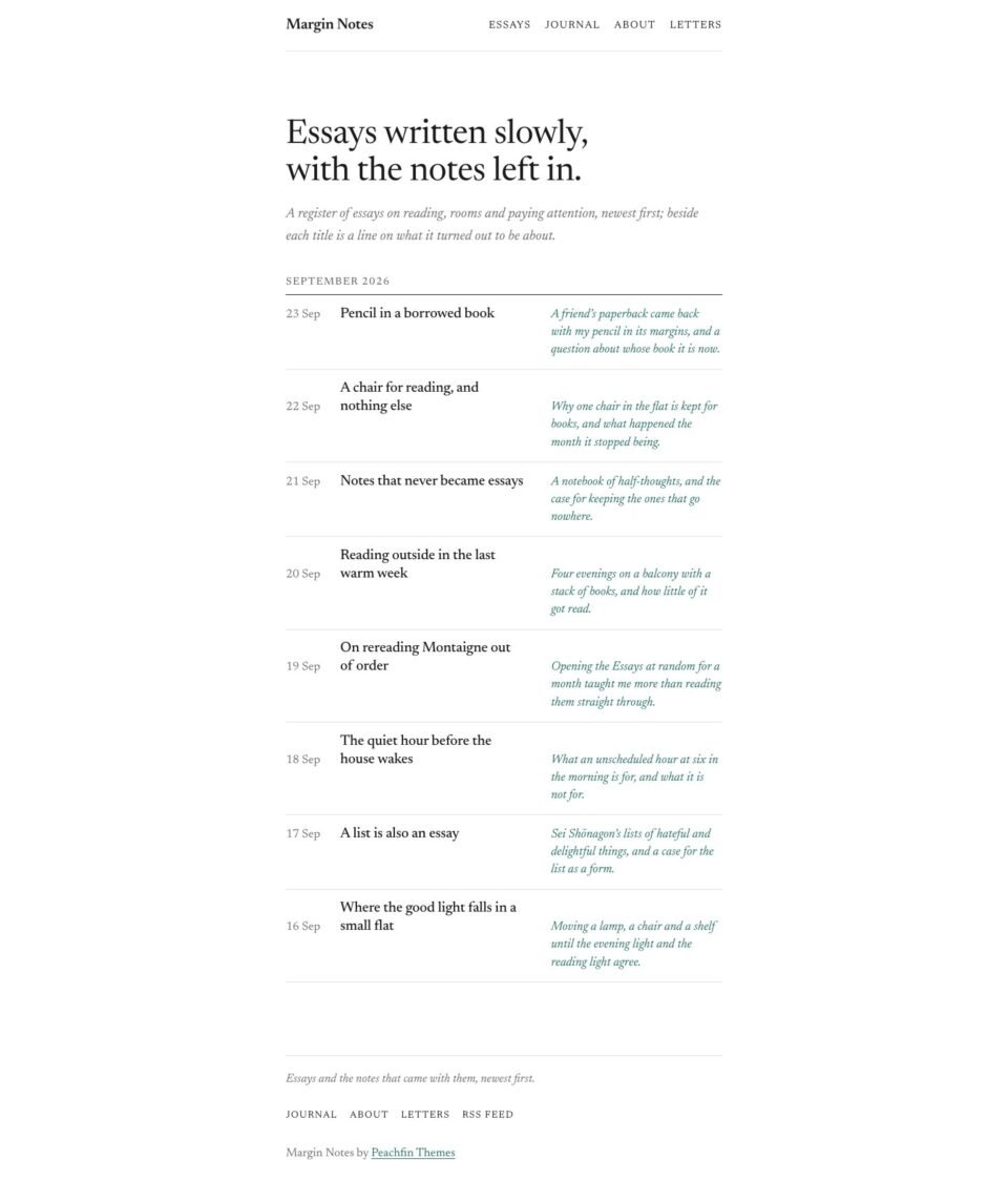 Margin Notes, Home page