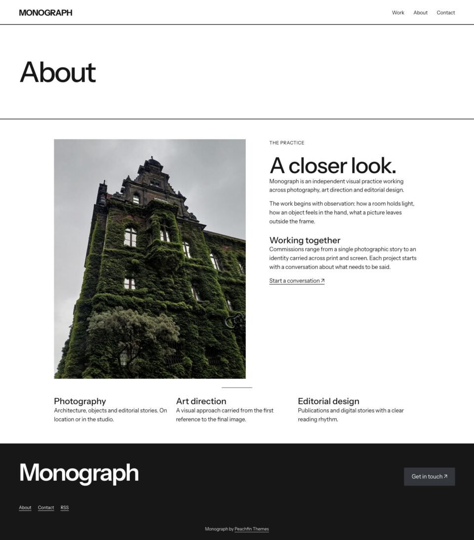 Monograph, About page