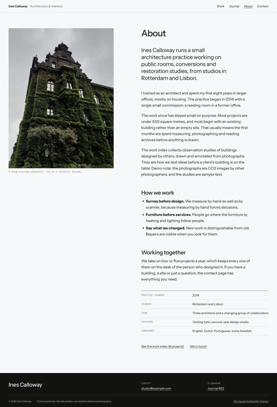 Monograph, About page