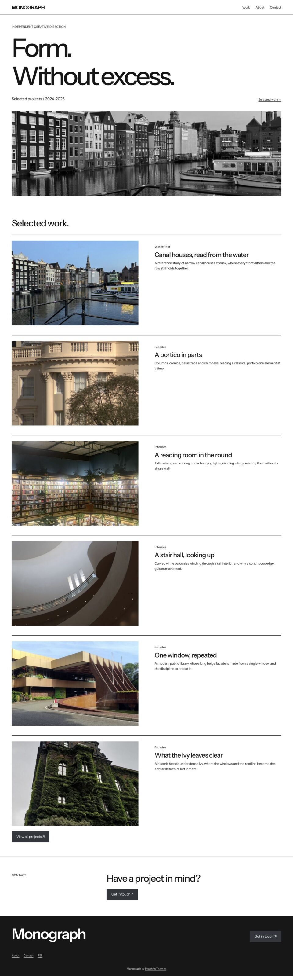 Monograph, Home page