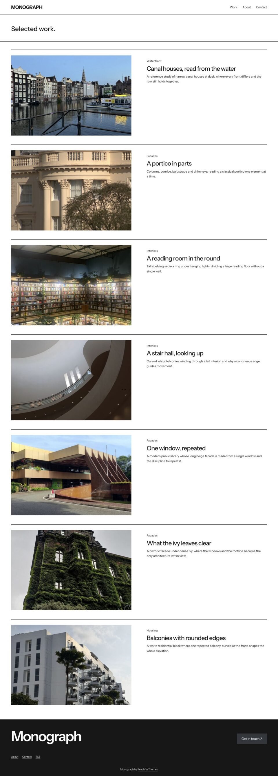 Monograph, Work page