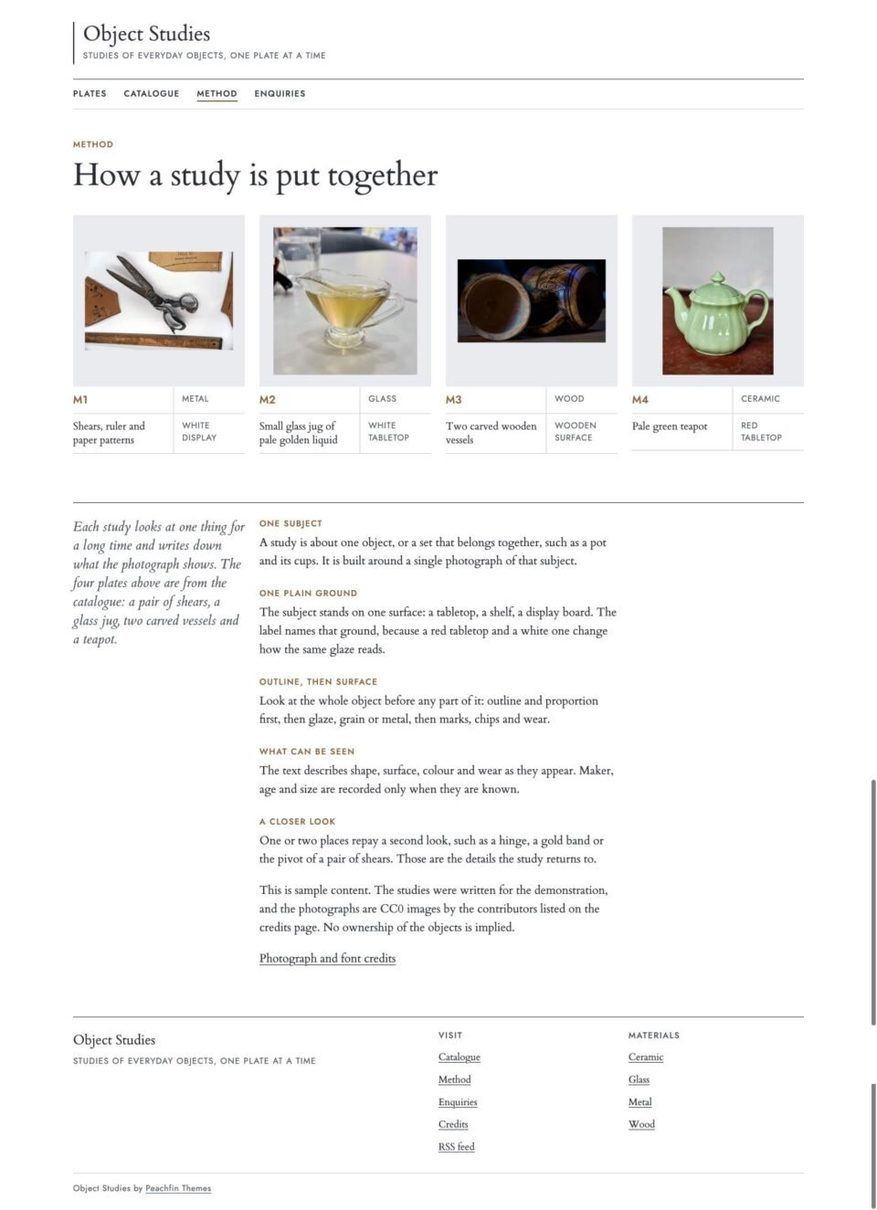 Object Studies, Method page