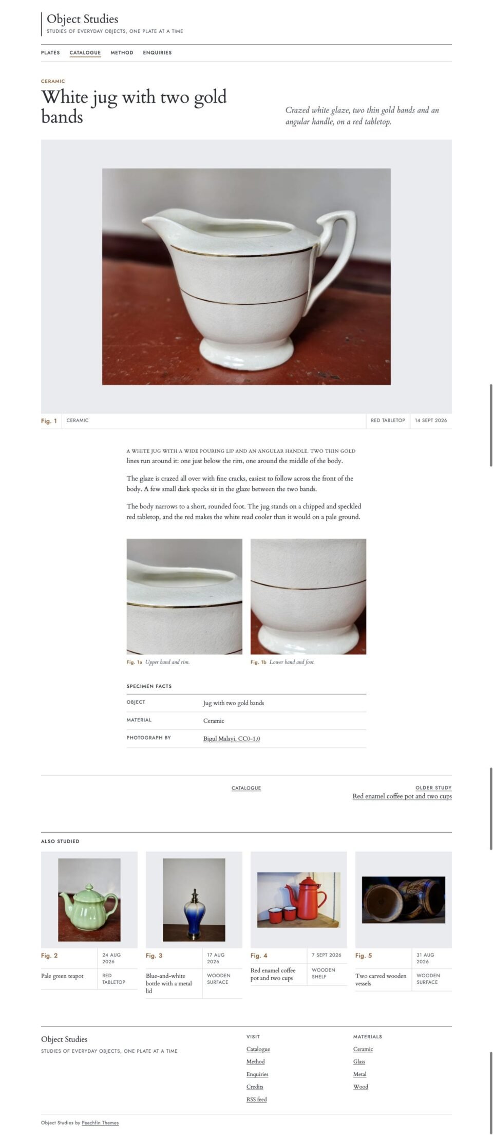 Object Studies, Study page
