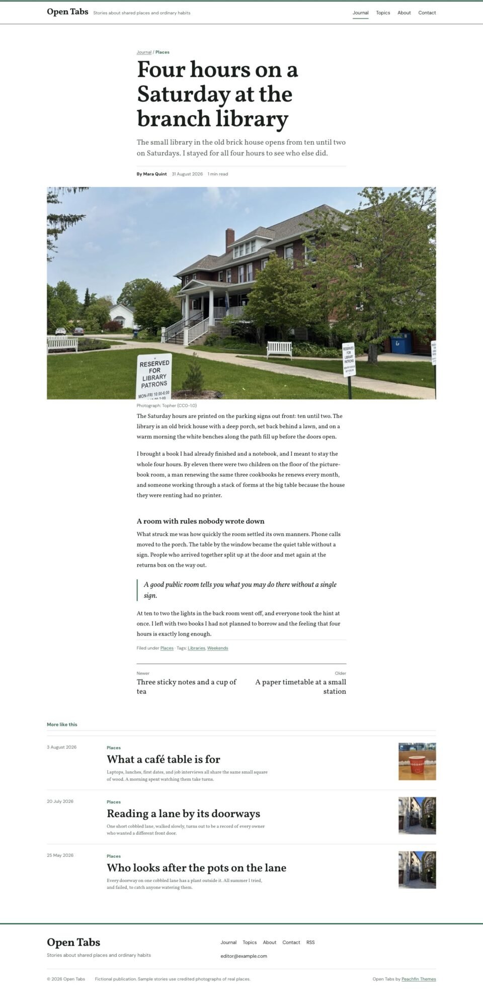 Open Tabs, Article page