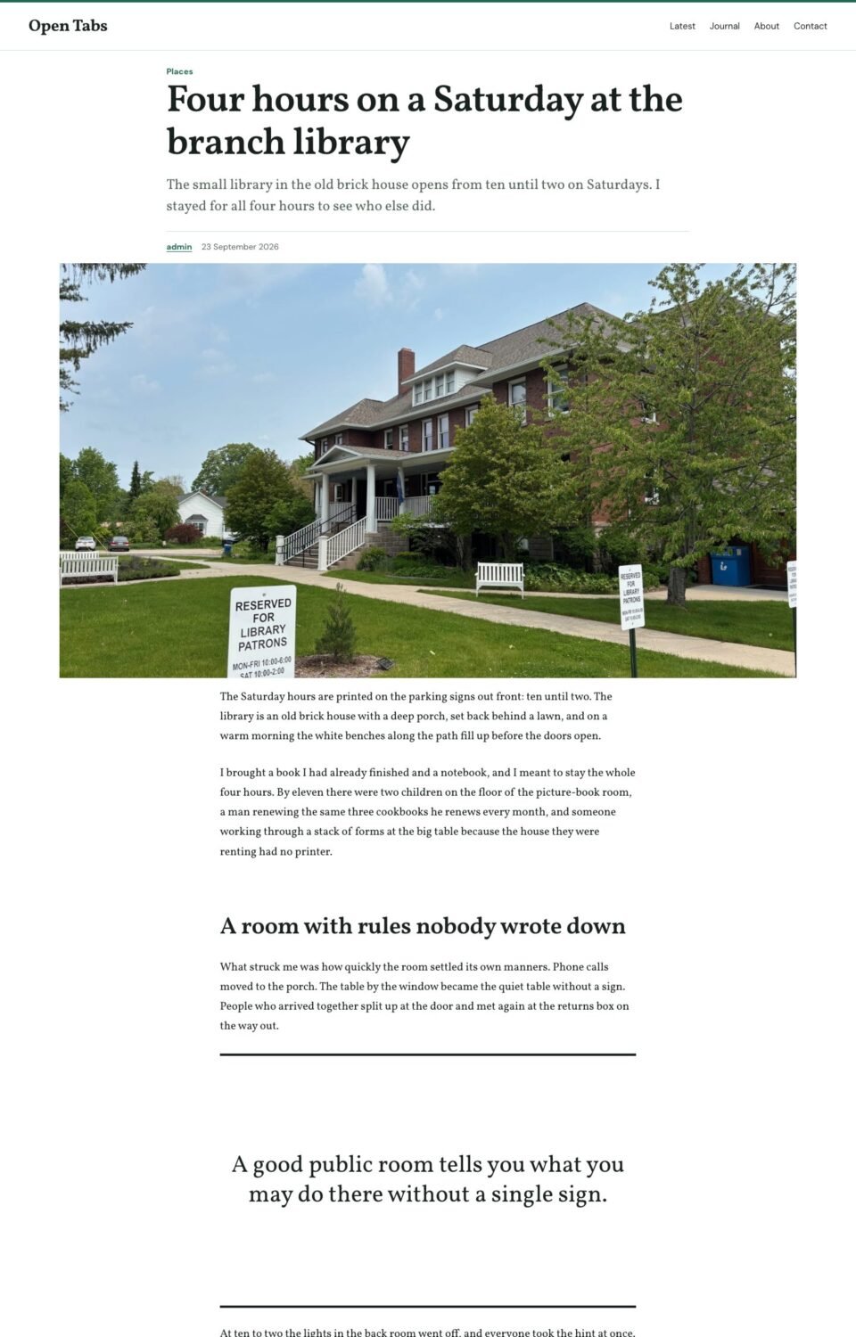 Open Tabs, Article page