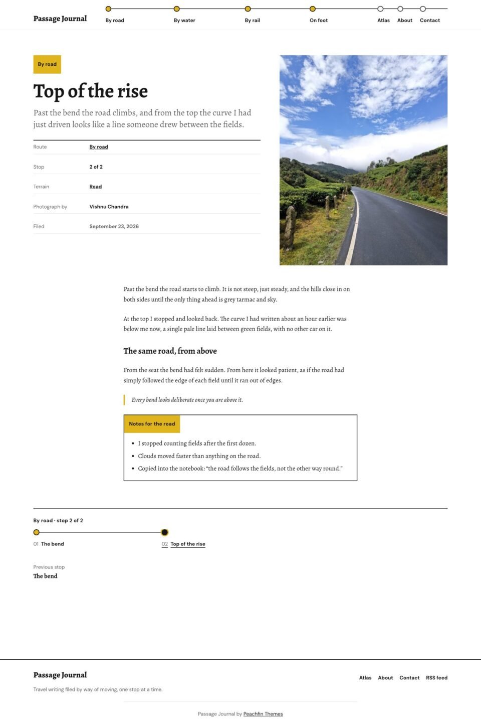Passage Journal, Stop page