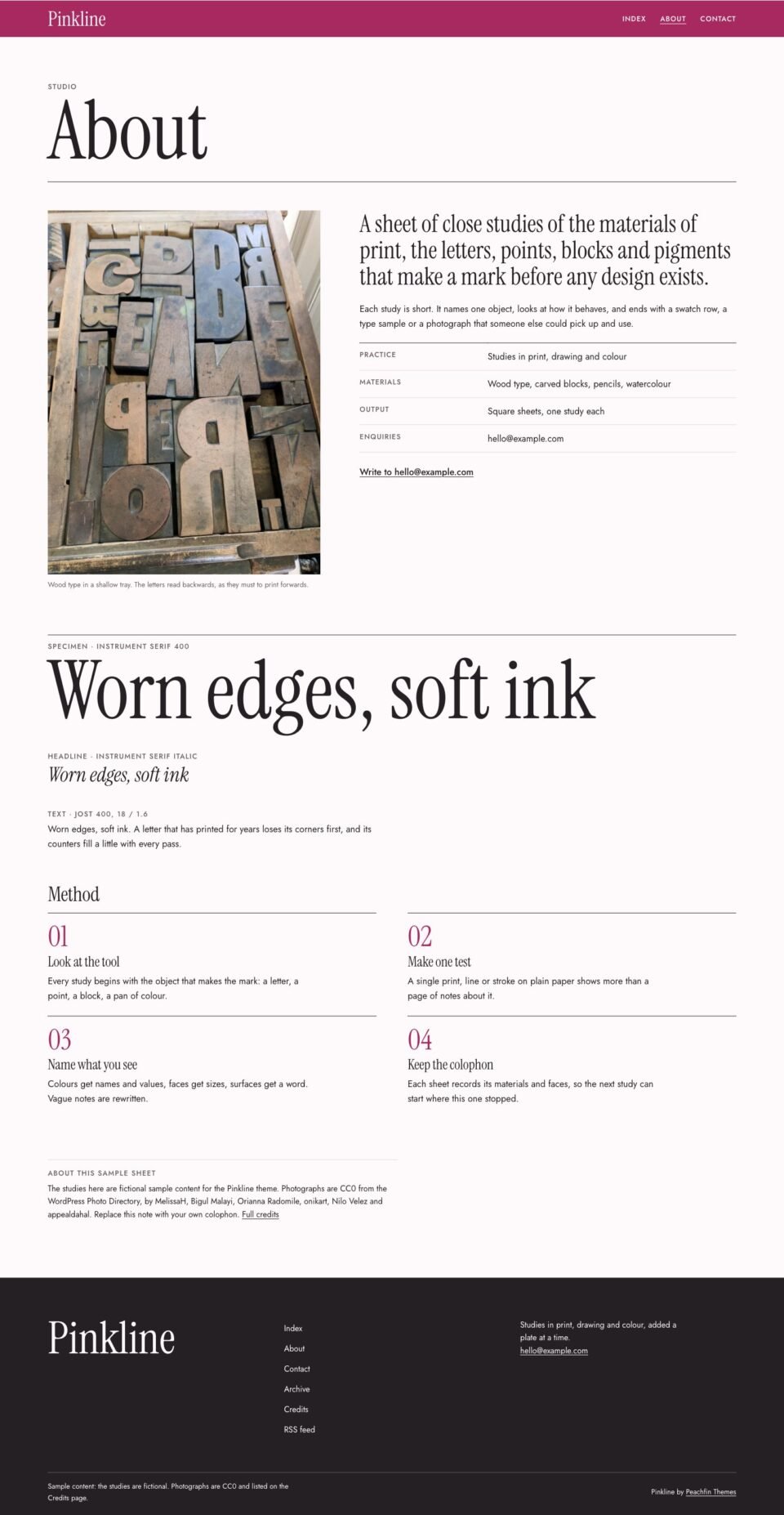 Pinkline, About page