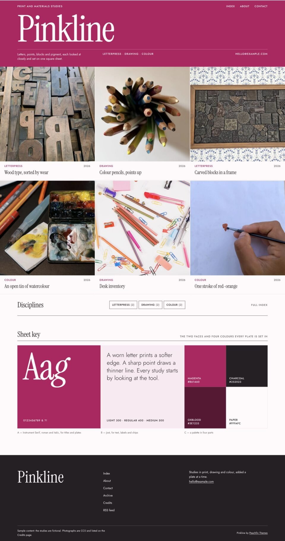 Pinkline, Home page