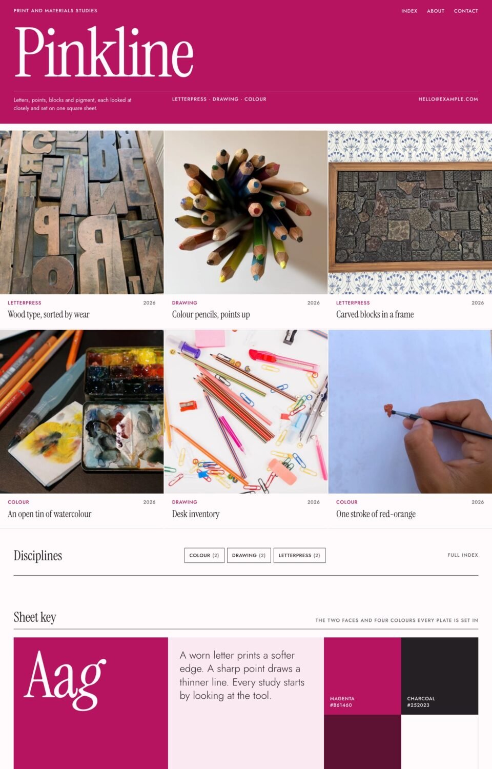 Pinkline, Home page