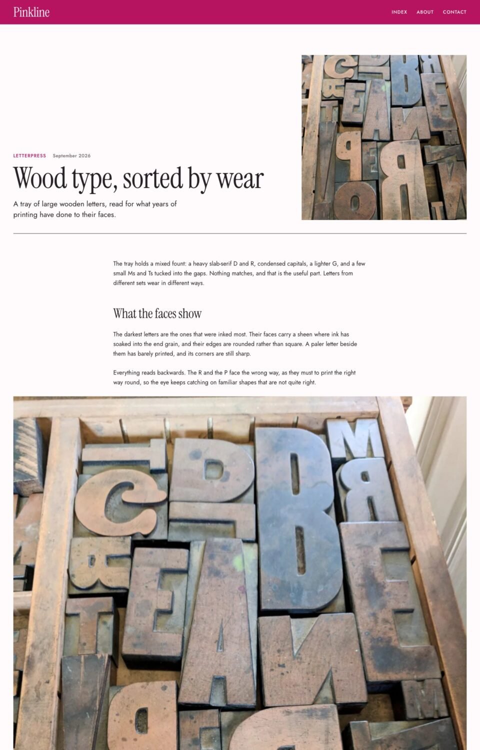 Pinkline, Study and colophon page