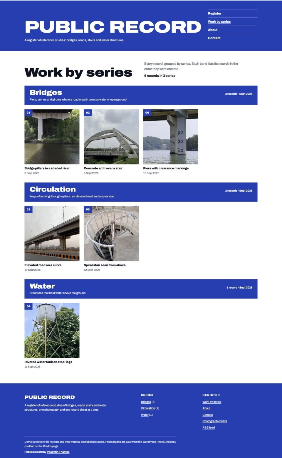 Public Record, Work by series page