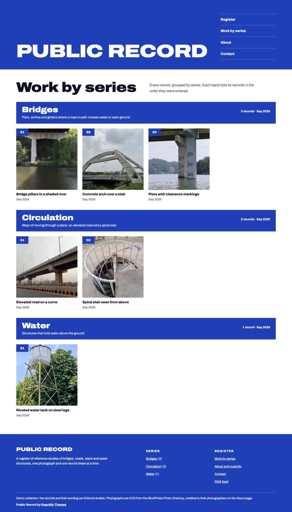 Public Record, Work by series page