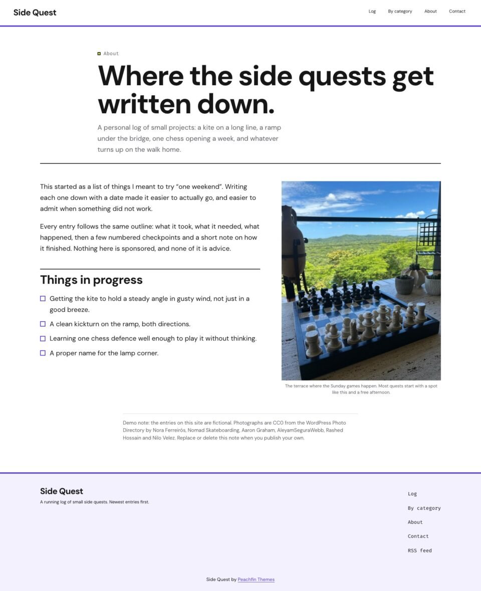 Side Quest, About page