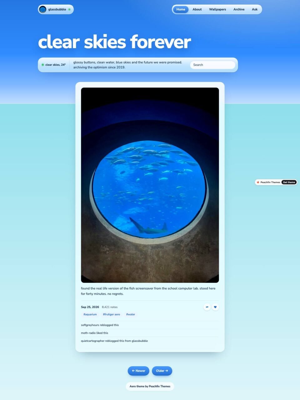 Aero, Post page