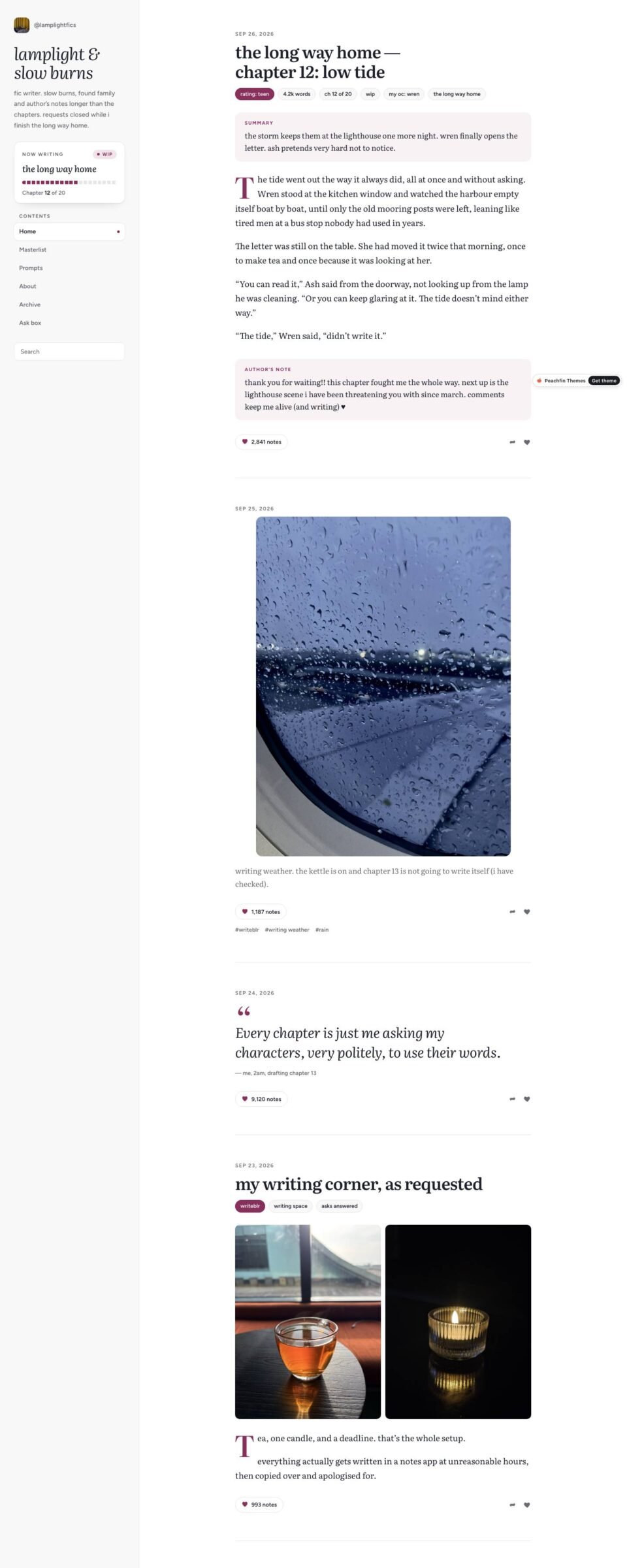 Chapter One, Home page
