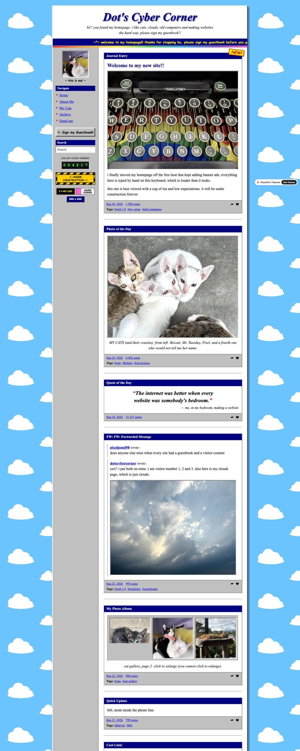 Guestbook, Home page