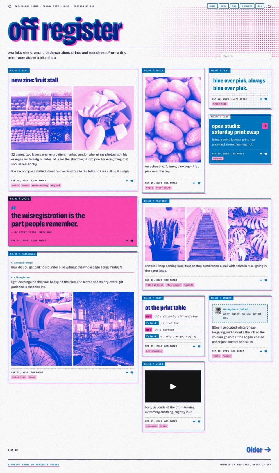 Misprint, Home page