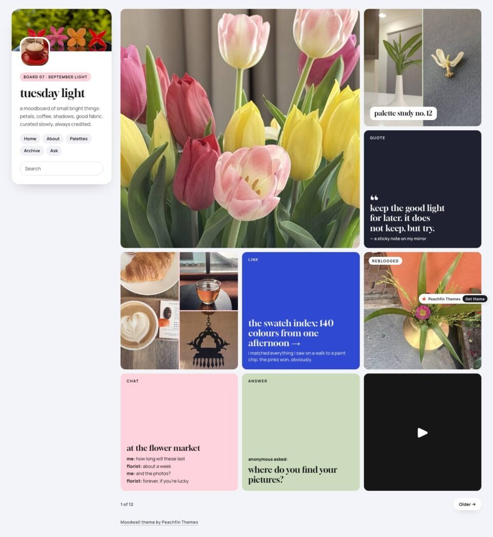Moodwall, Home page