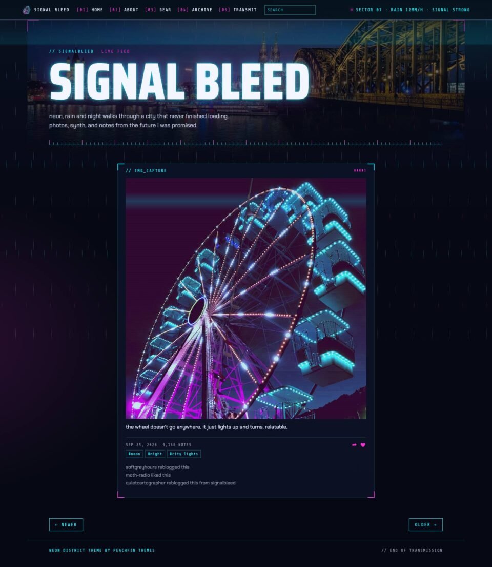 Neon District, Post page