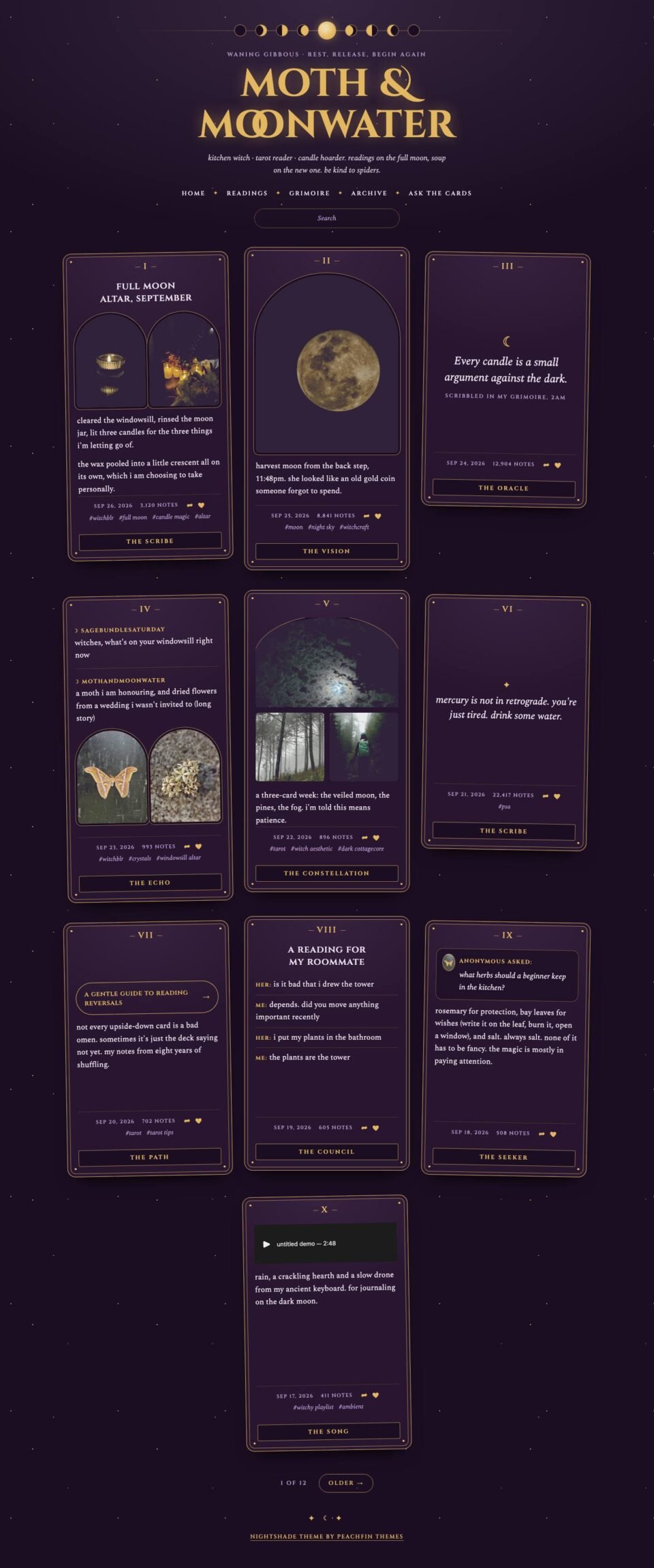 Nightshade, Home page
