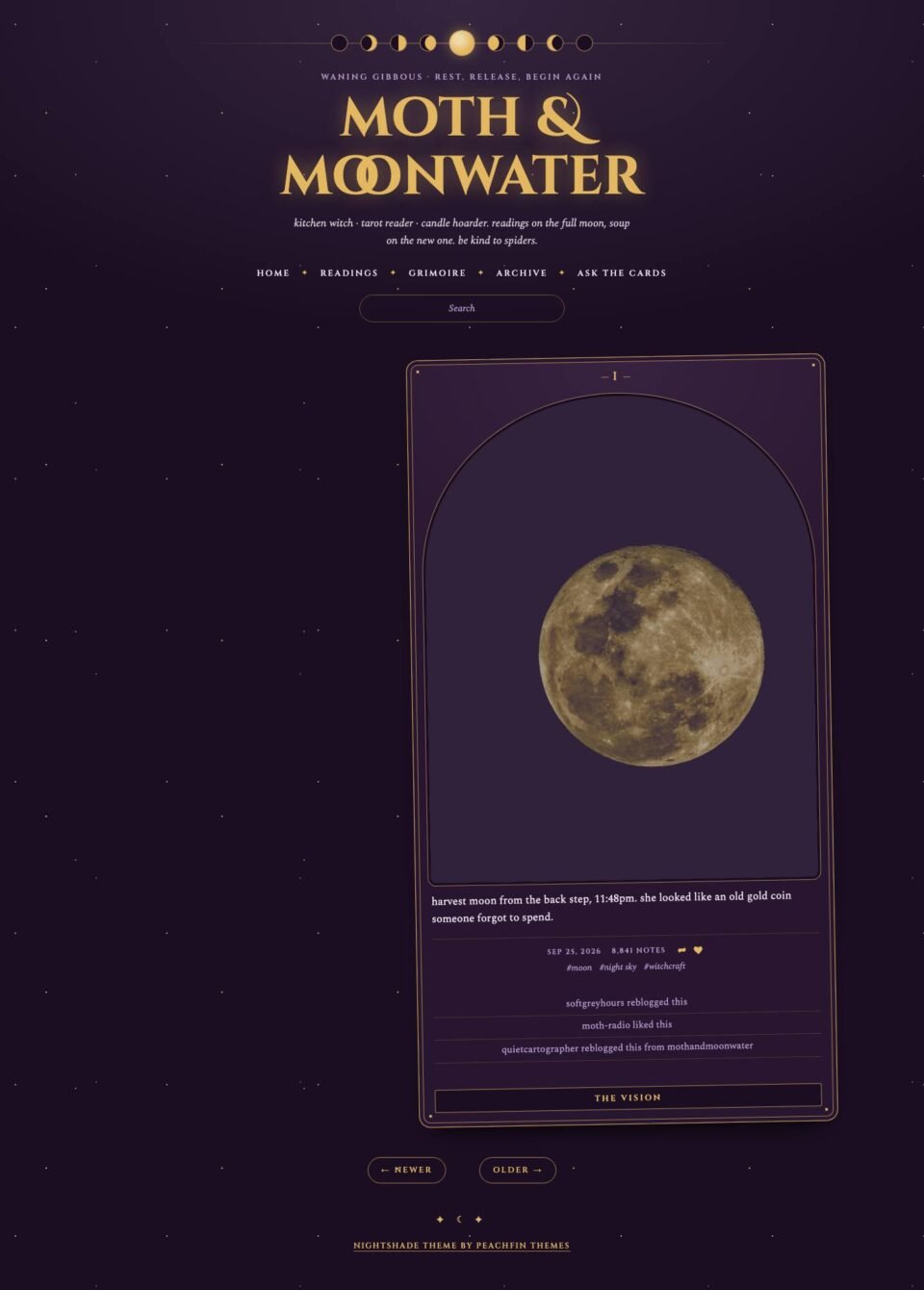 Nightshade, Post page