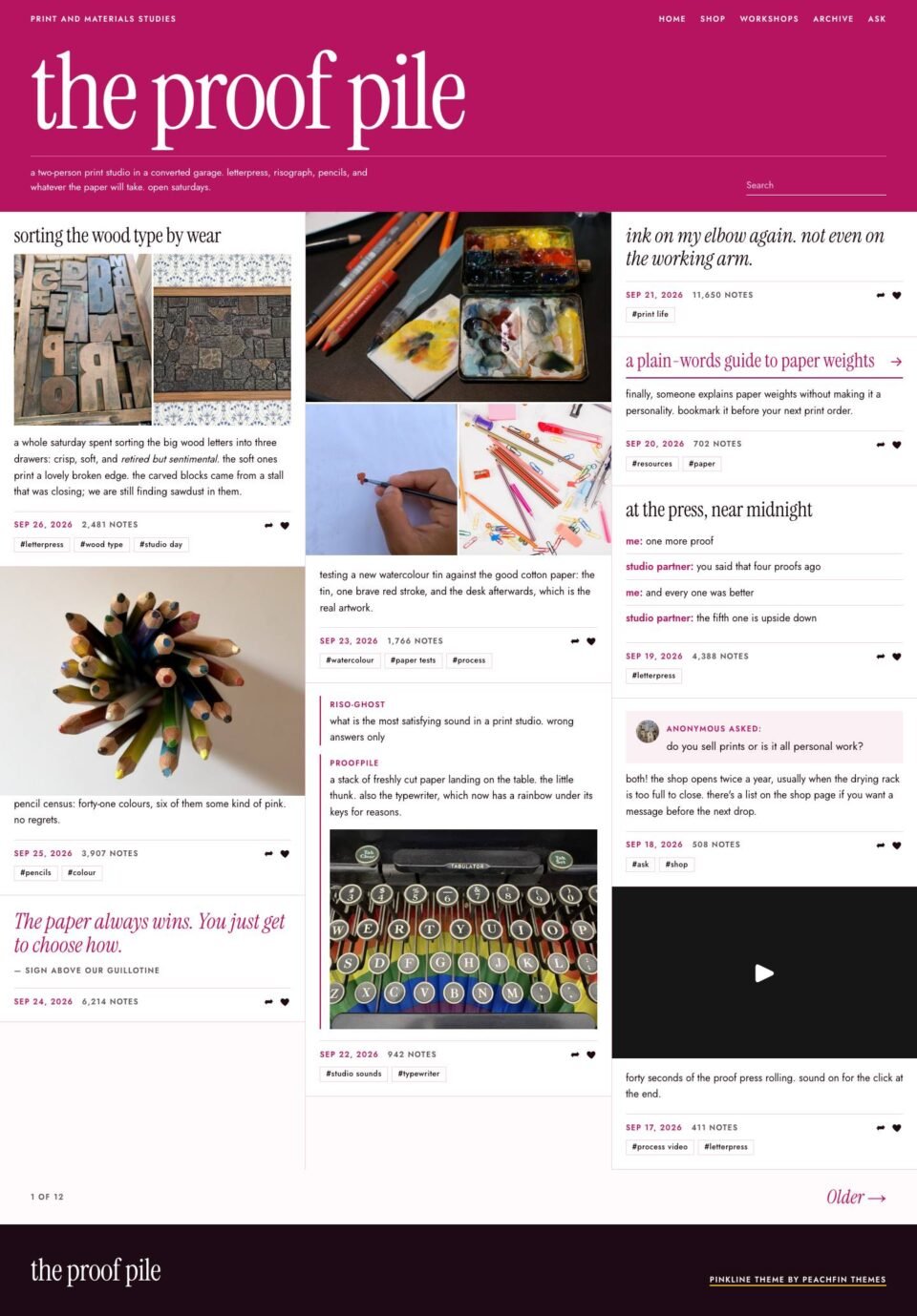 Pinkline, Home page