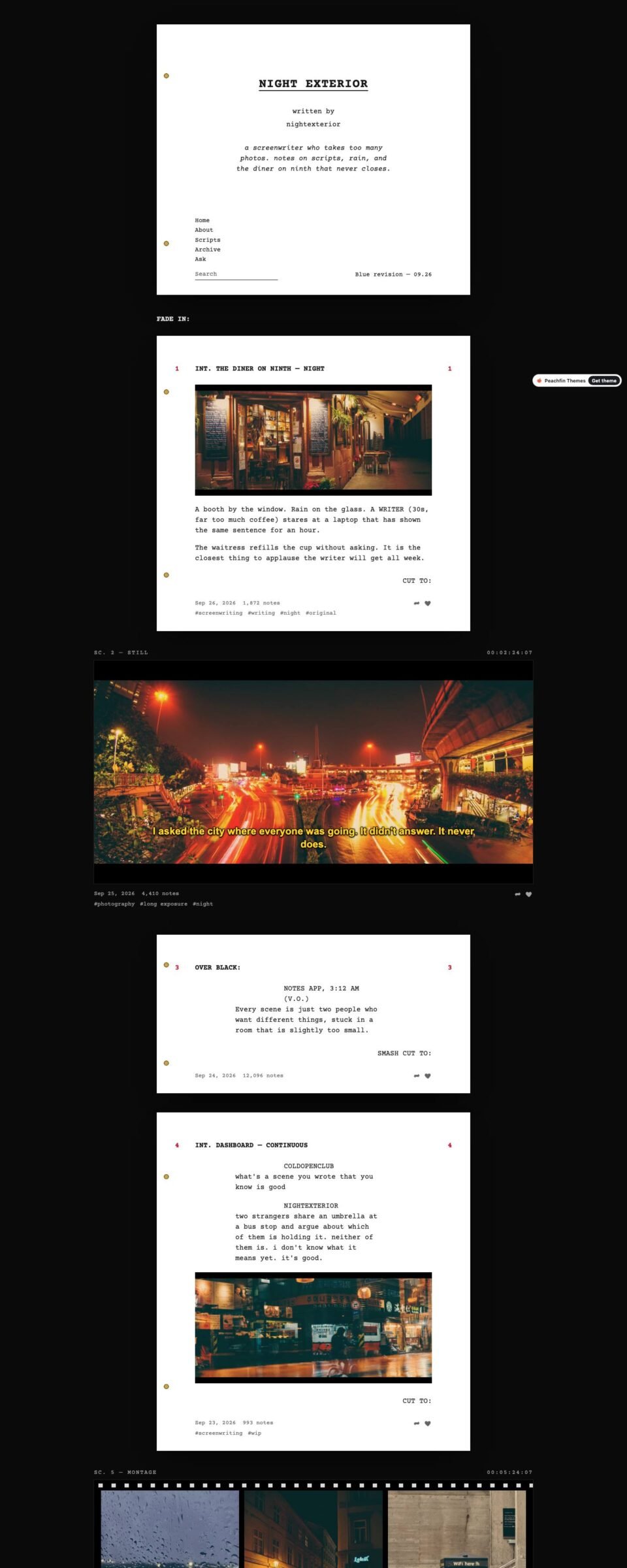 Slugline, Home page