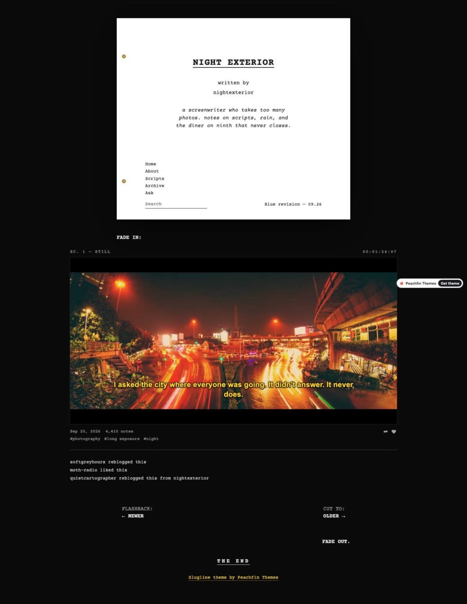 Slugline, Post page