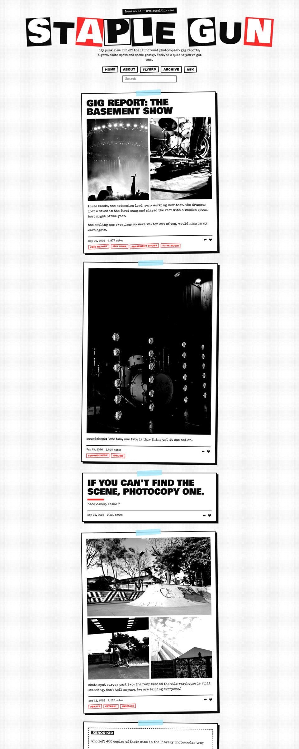 Toner Riot, Home page