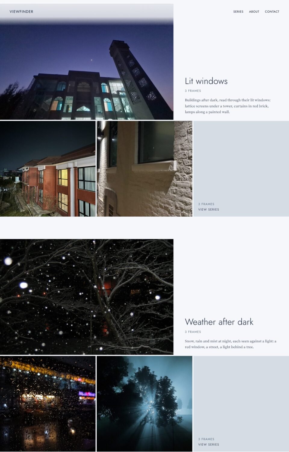 Viewfinder, Home page