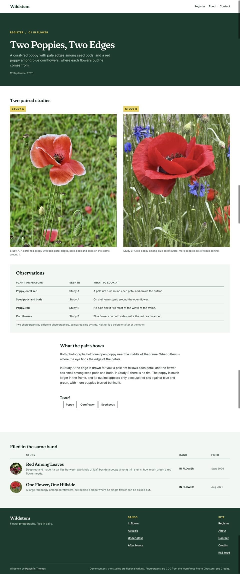 Wildstem, Paired study page