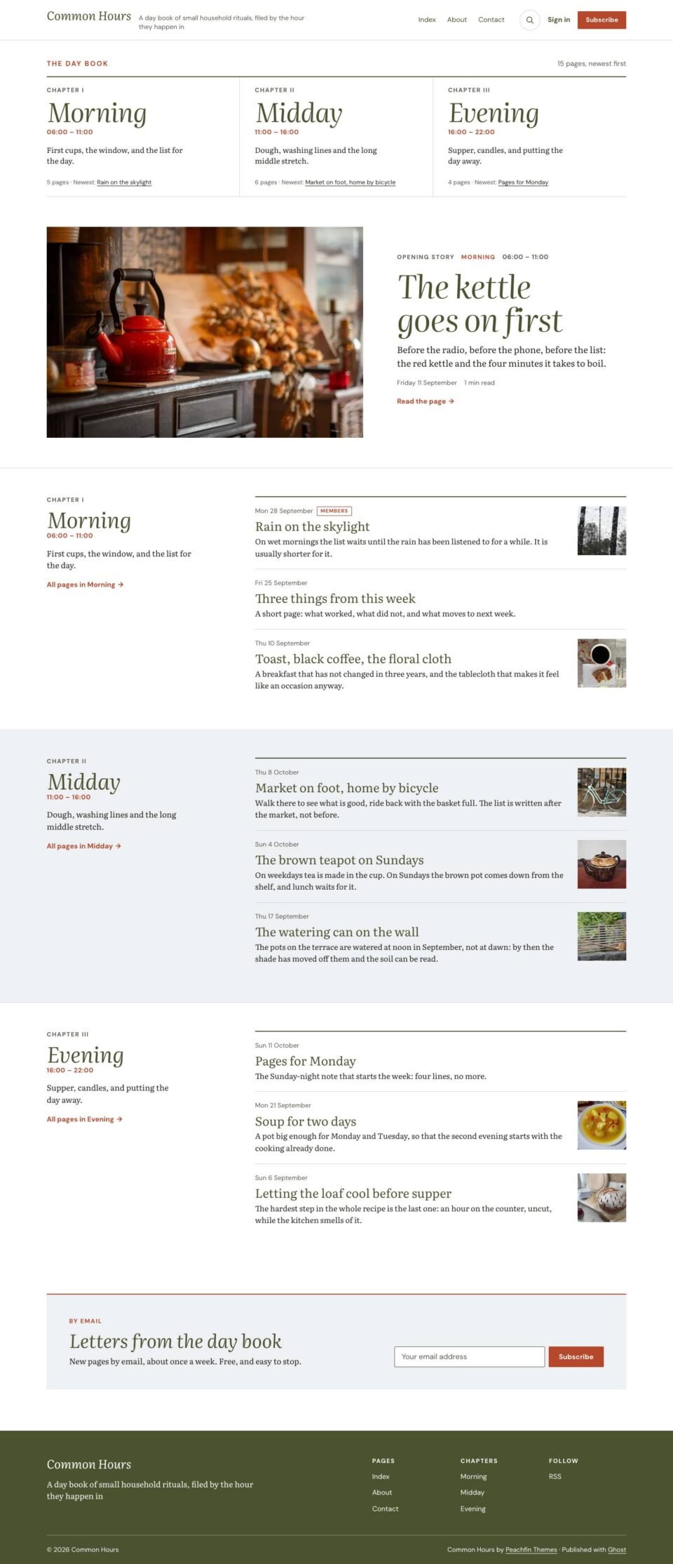 Common Hours, Home page