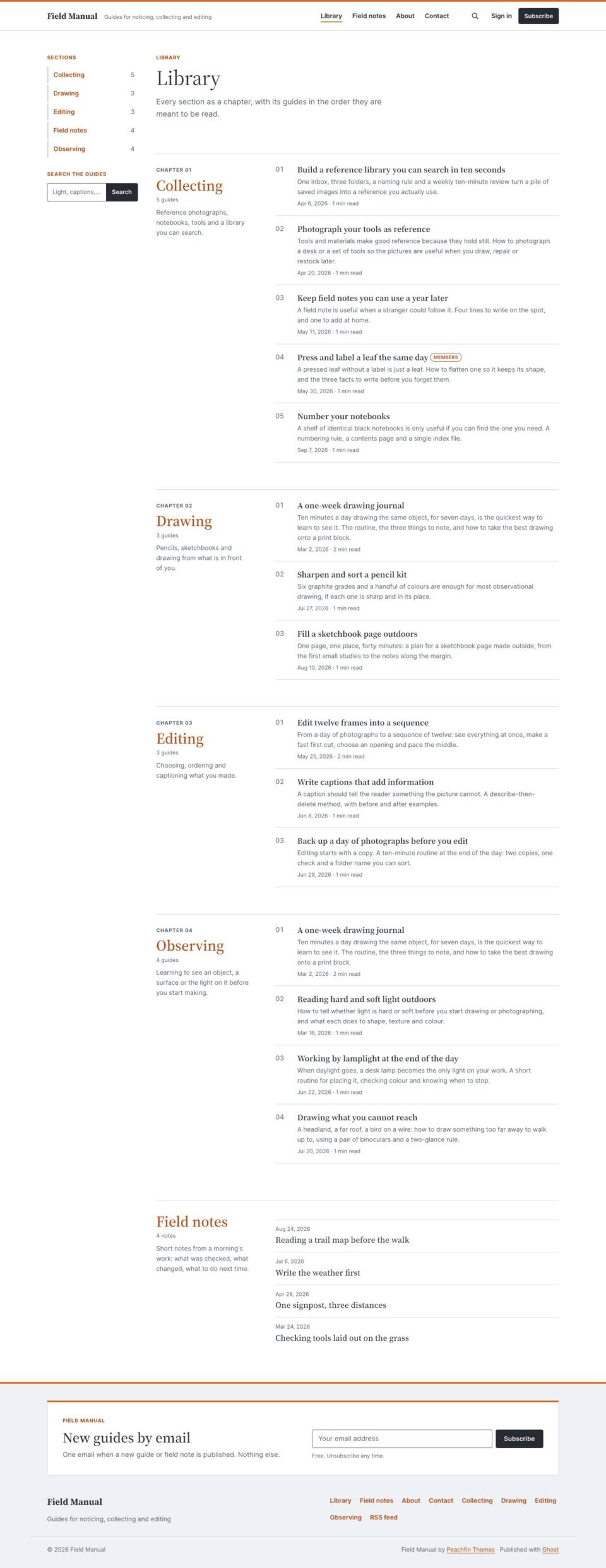 Field Manual, Library page