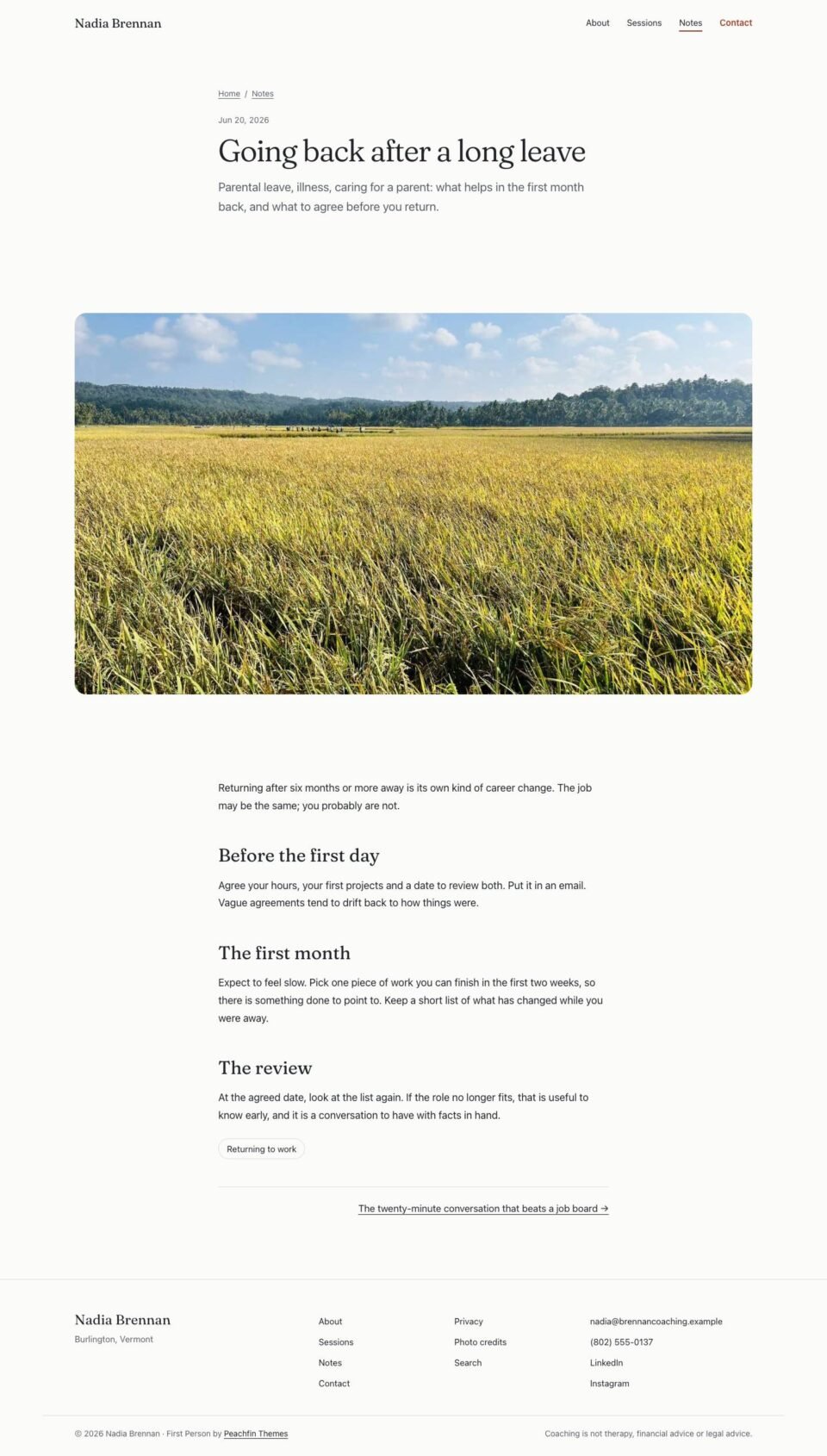 First Person, Note page