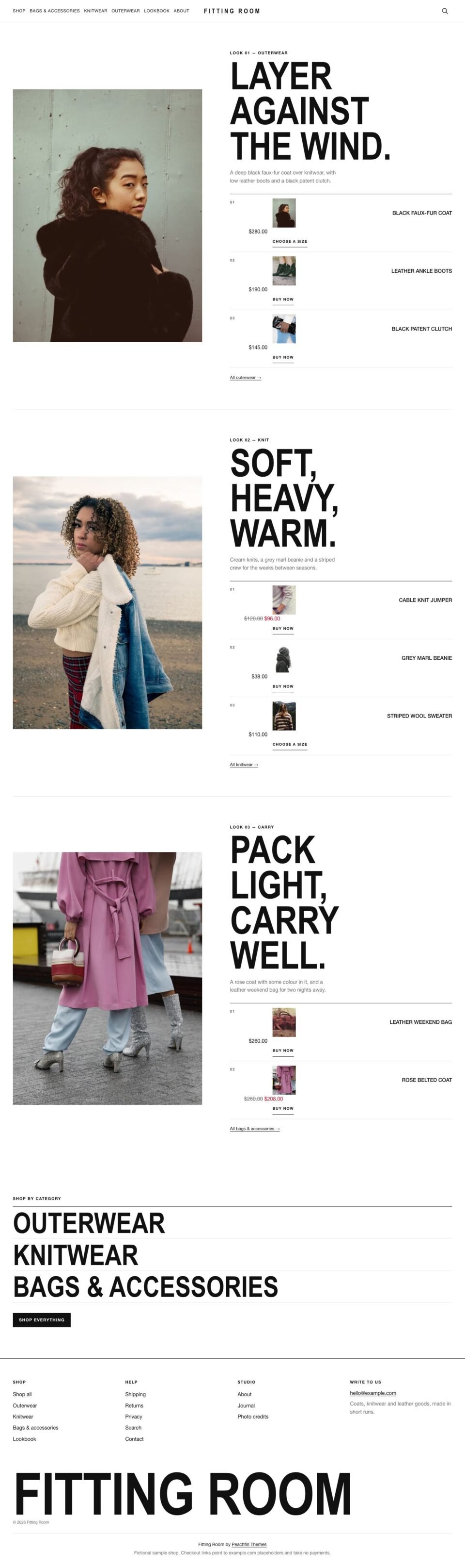 Fitting Room, Home page