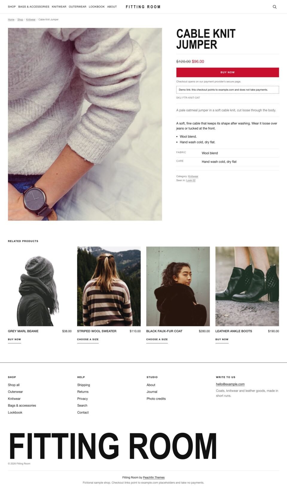 Fitting Room, Product page