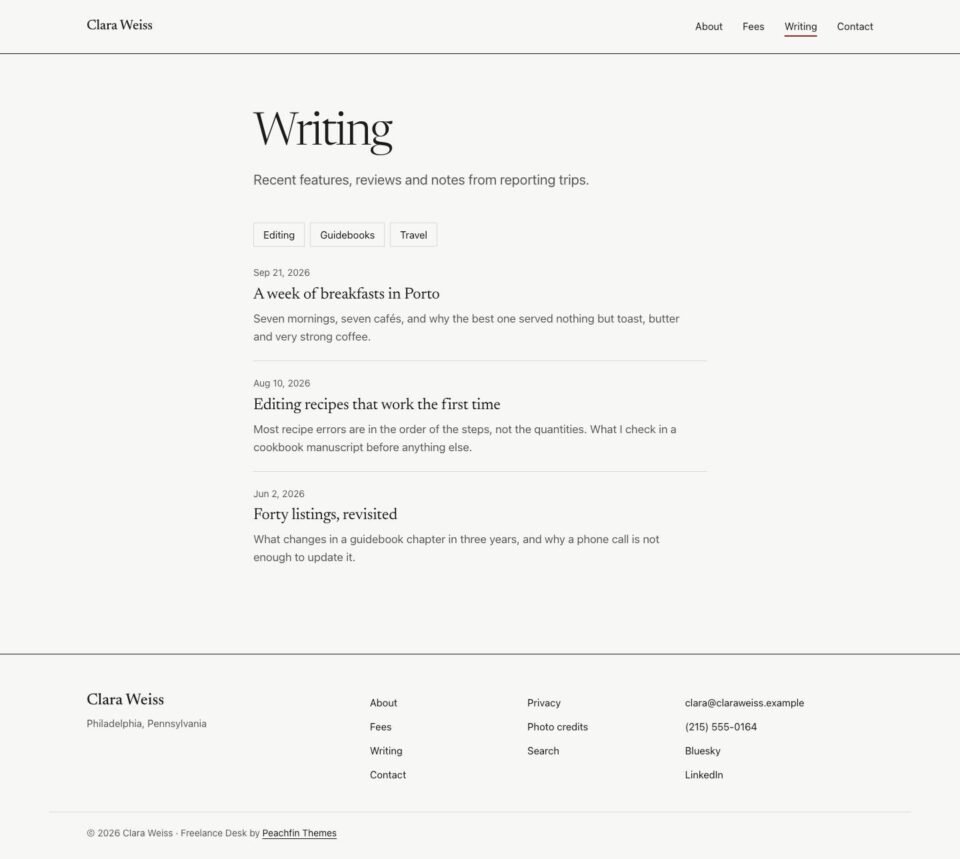 Freelance Desk, Writing page