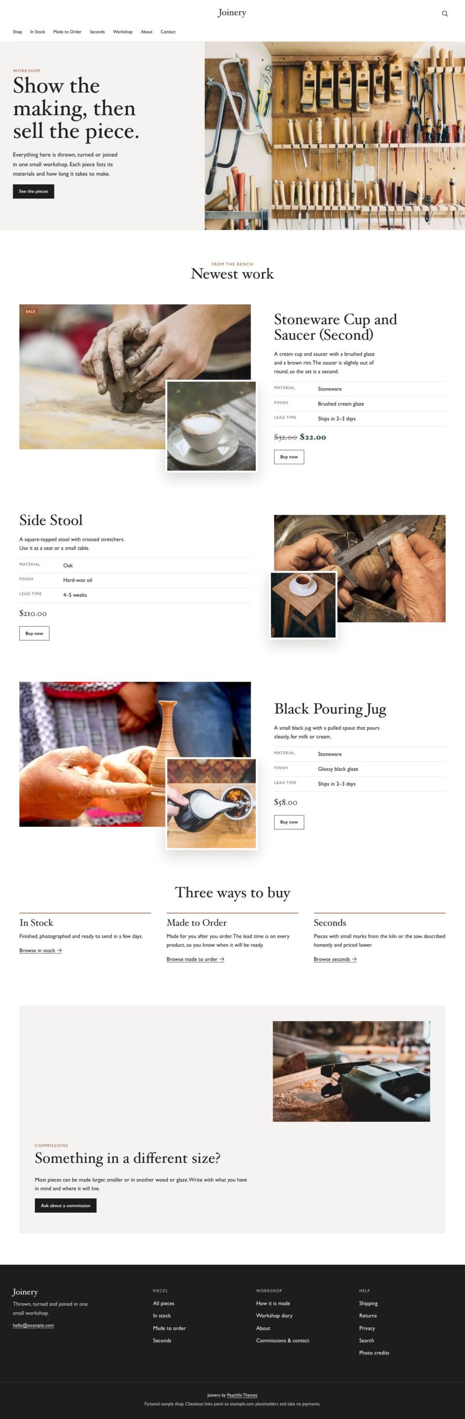 Joinery, Home page
