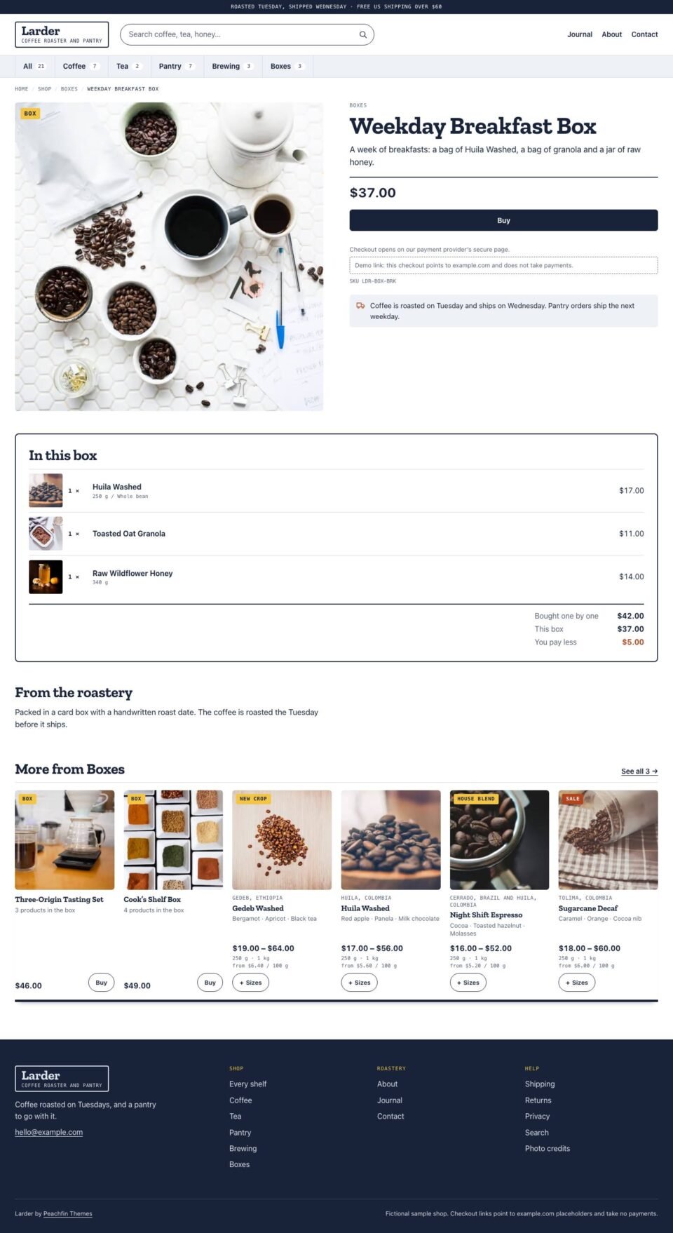 Larder, Box page