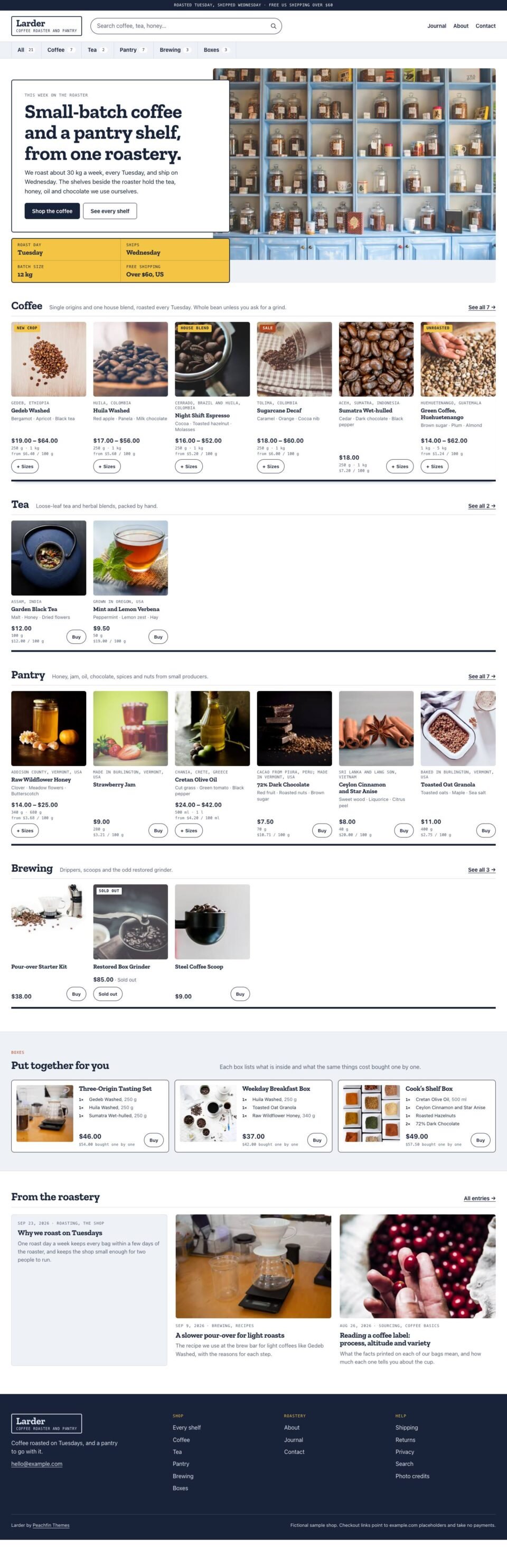 Larder, Home page