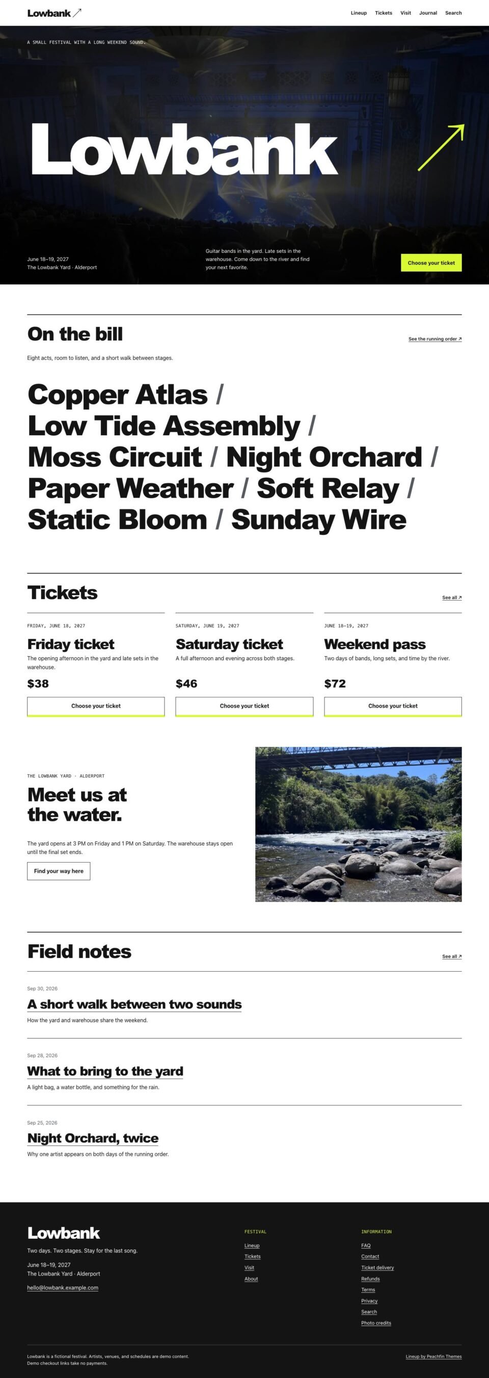 Lineup, Home page