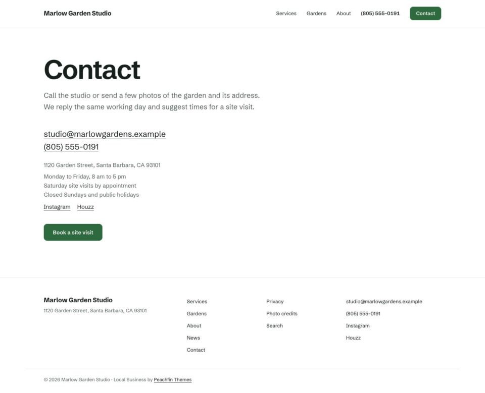 Local Business, Contact page