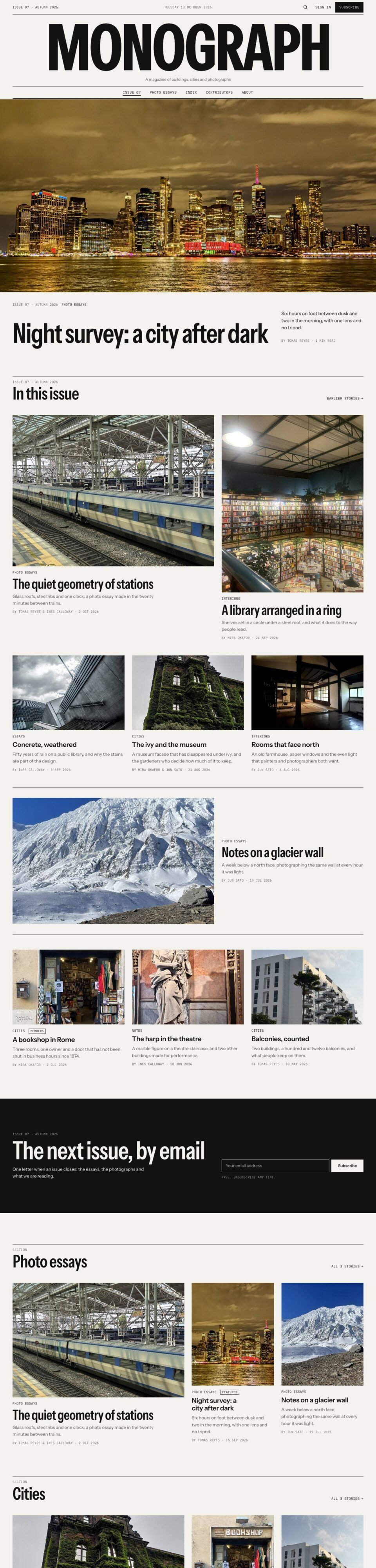 Monograph, Home page