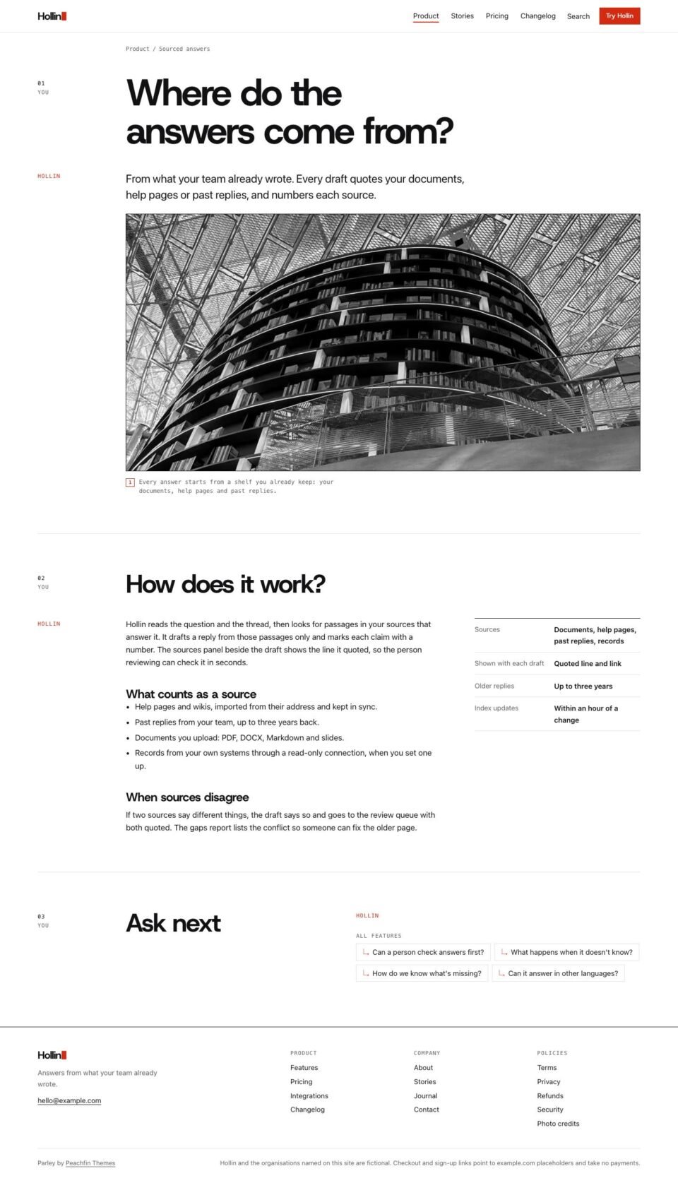Parley, Feature page