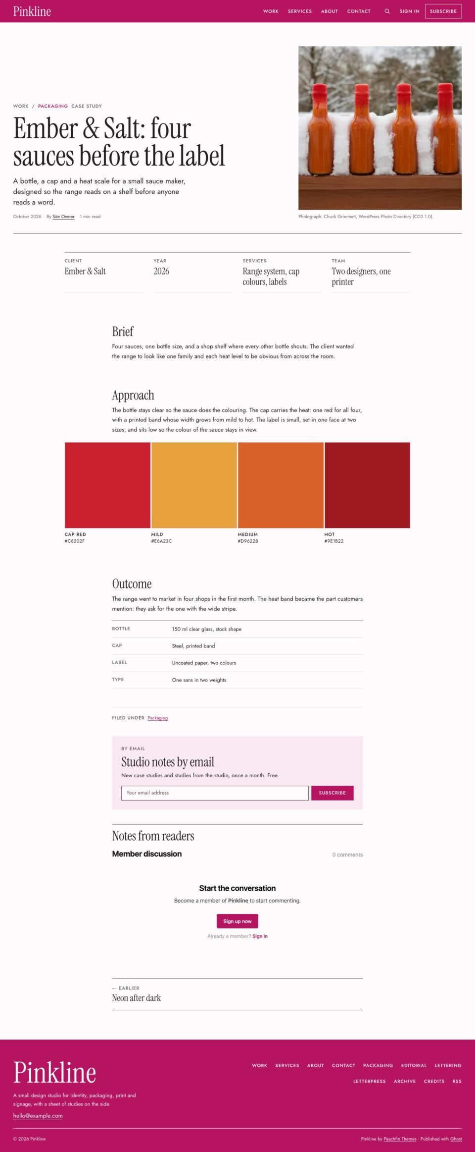 Pinkline, Case study page